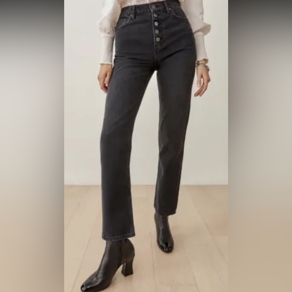 Reformation Cynthia Charcoal Fly High Rise Jeans